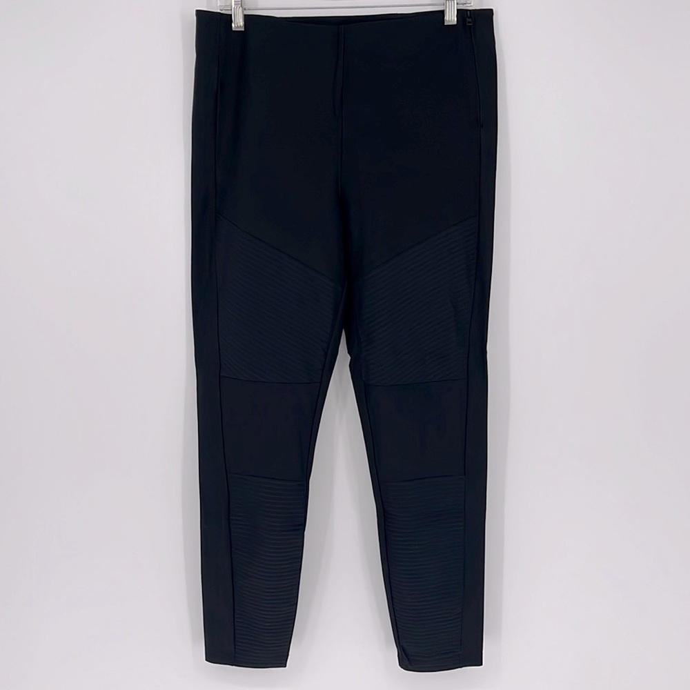 Athleta Ribbed Stretch Moto Leggings Black Size 14